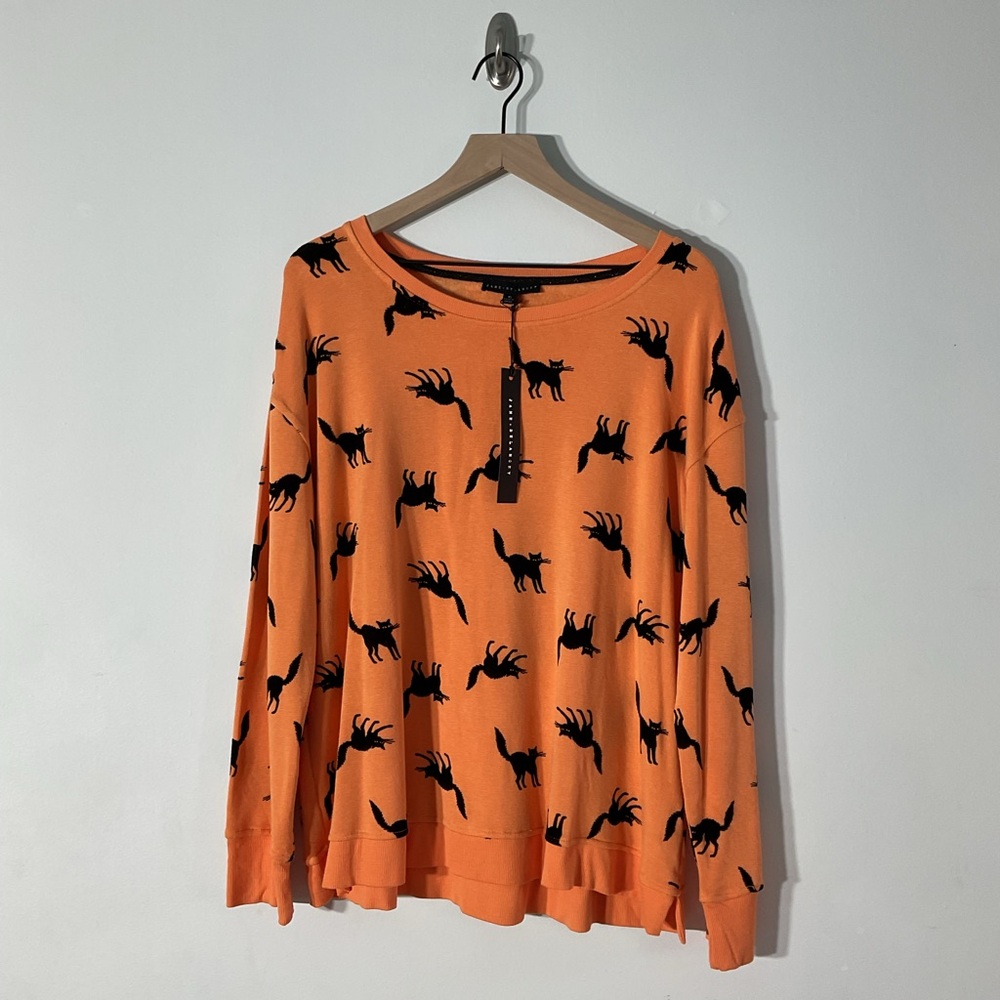 Jane+Delancy Black Cat Fleece Pullover